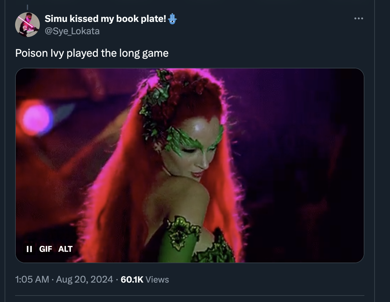 screenshot - Simu kissed my book plate! Poison Ivy played the long game Ii Gif Alt Views